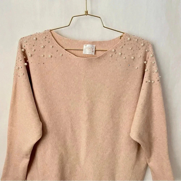 Siren Lily Maternity Jewel Sweater Plus Size 1X Cream Batwing Sleeve - Picture 5 of 8